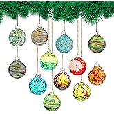 12 Pcs 2.3 Inch Christmas Ball Ornaments Hand Blown Glass Ornaments for Christmas Tree Gazing Balls Friendship Witch Balls