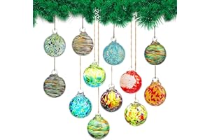 12 Pcs 2.3 Inch Christmas Ball Ornaments Hand Blown Glass Ornaments for Christmas Tree Gazing Balls Friendship Witch Balls