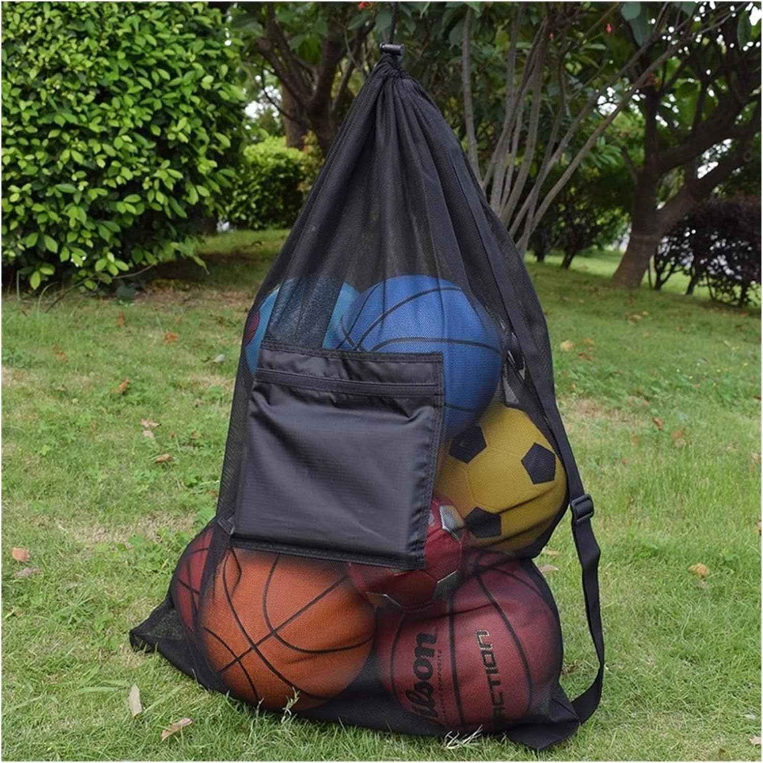 Basketball Net Heavy Duty Mesh Ball Bag Adjustable Sliding Drawstring