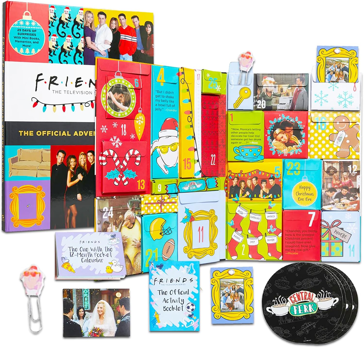 Advent Calendars - Friends Advent Calendar Countdown to Christmas - 25 Day Friends Advent Calendar 2023 with Trinkets and Prizes Featuring Monica, Rachel, Joey, More | Friends Holiday Gift Set for Kids, Adults
