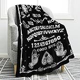 Jekeno Ouija Board Blanket Gothic Witch Gift for Halloween Sun Moon Skeleton Skull Horror Spooky Presents for Women Kids Girls Boys Men Birthday Christmas Decor Throw Blankets Black 50