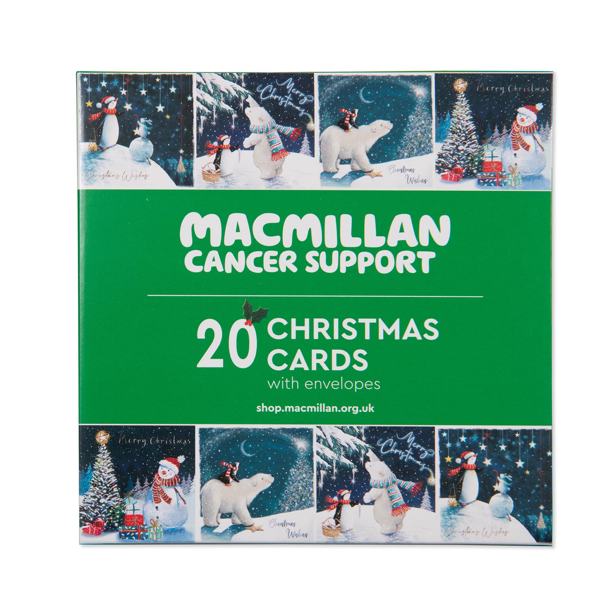 Macmillan Winter Scenes Charity Christmas Cards – Pack of 20 Luxury and Eco-Friendly Christmas Cards. Boxed Multipack of 4 Seasonal Christmas Designs. 127x127mm Card Size.