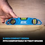 OX Tools 9" Torpedo Level Die-Cast Aluminium Body 3 Vials V-Groove view 3