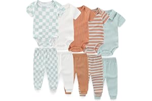 JELYLOVE 10 Pack Baby Boy Girl Bodysuits And Pants Sets New Born Outfits | classic baby pants set,easy to mix & match,100%cotton fabric,everyday wear,easy diaper changes,perfect for new parents