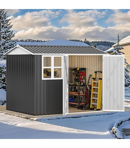 Amazon.com : DWVO 8' x 6' Outdoor Storage Shed, Waterproof Metal