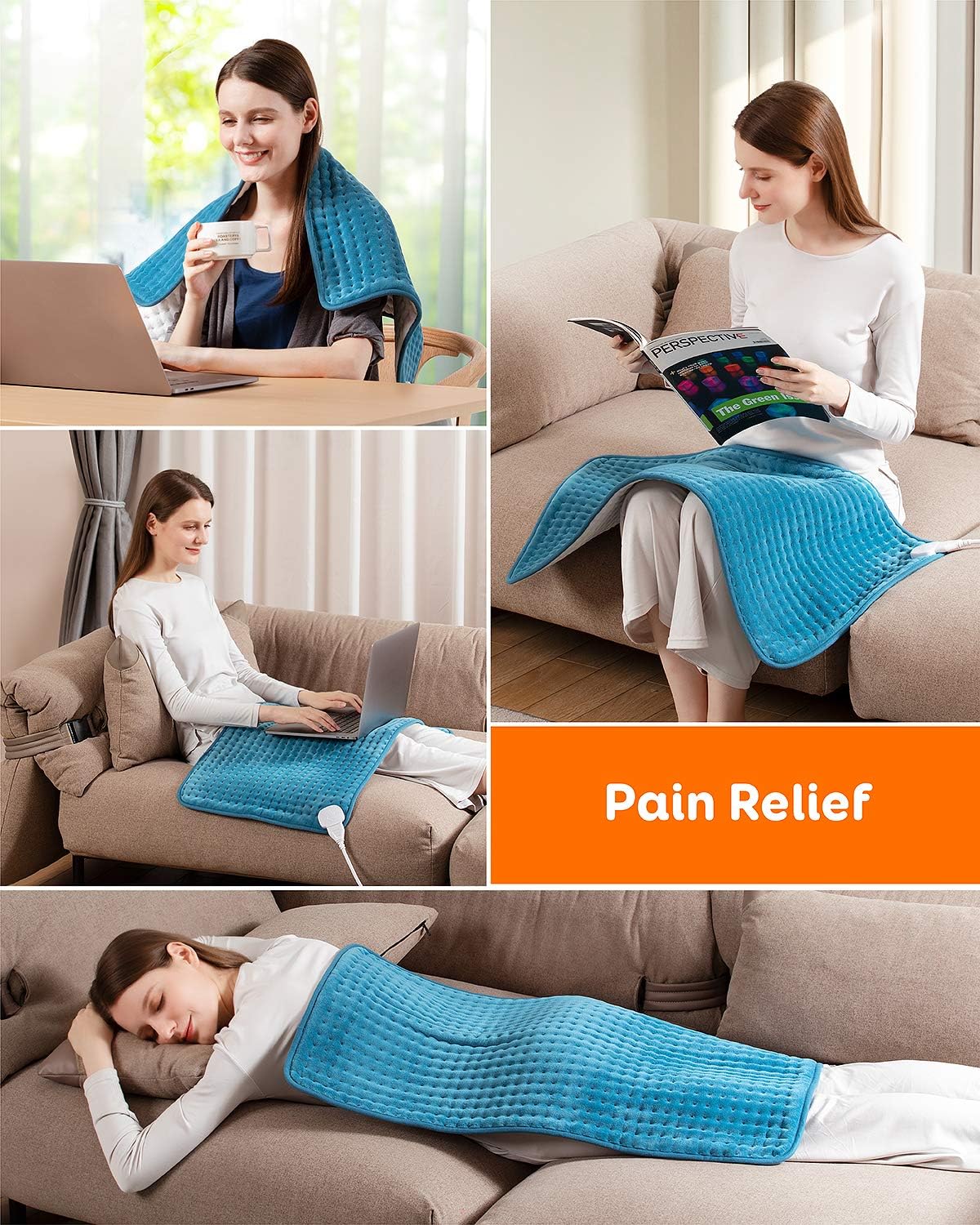 Heating Pad, iTeknic Electric Heating Pad for Back Pain Relief, XXX-Large 33"x17" Fast Heating Machine Washable Pad 6 Temperature Settings, Moist Heat Therapy Option, Auto Shut-Off (Upgraded): Health & Personal Care