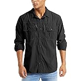 MAGCOMSEN Men's UPF 50+ Sun Protection Shirts, Button Down Long Sleeve Shirt for Hiking, Fishing, Safari