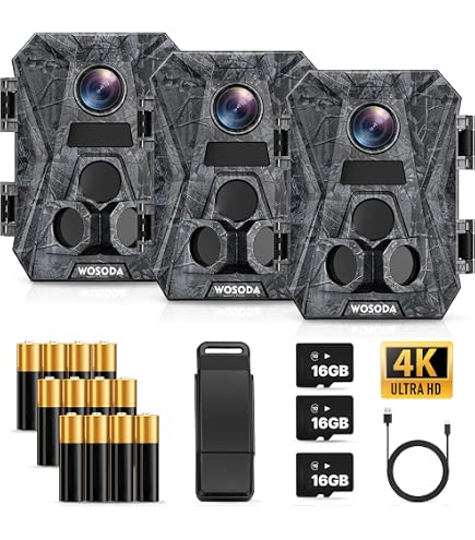 Amazon.com: WOSODA Trail Camera 3 Pack with 32GB SD Card, 40MP 2K