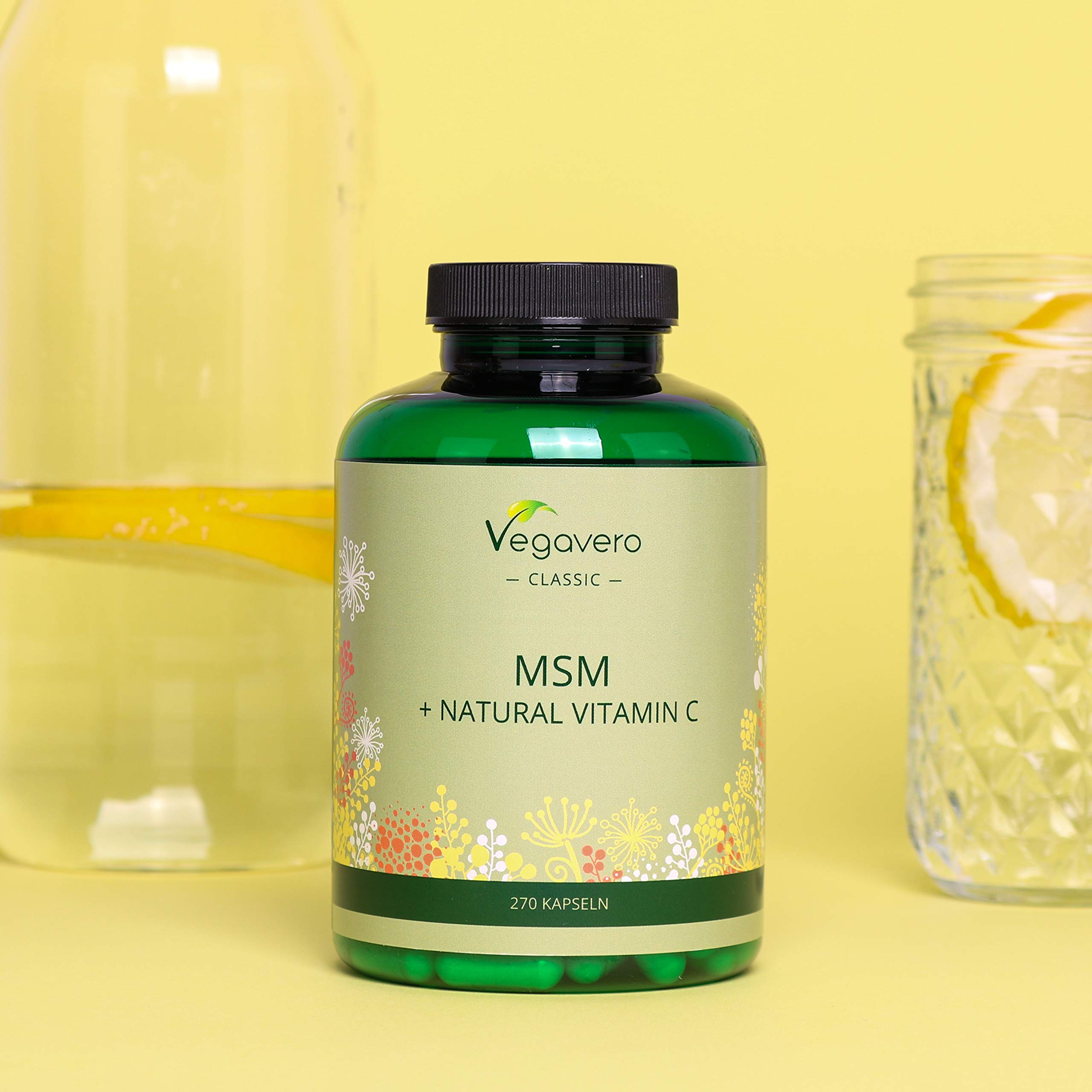 MSM + Natural Vitamin C Vegavero® 270 Capsules 2100 mg MSM + 150 mg