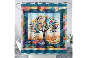 AILONEN Colorful Tree of Life 72" W x 78" H Shower Curtain - Oil Painting Botanical Bathroom Curtain for Boys Girls - Bohemian Tree of Life Printed Waterproof Bath Curtains + Plastic Hooks
