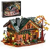Wood Cabin Building Block Set with LED Light, 2234 PCS Forest Cabin Building Toy Collection Display Set, Wooden House Model K