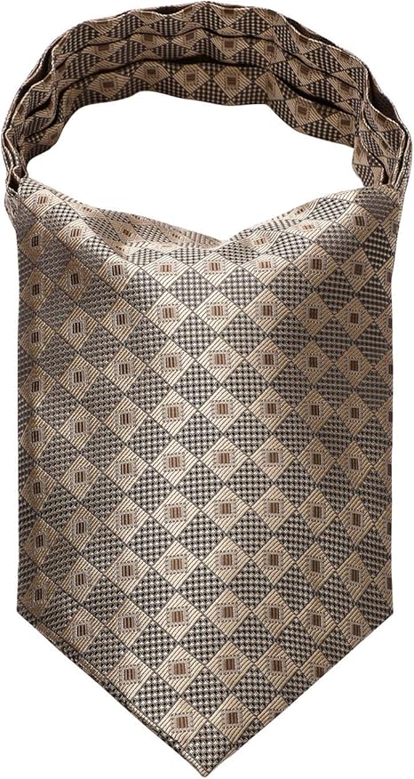 Enlision Men S Check Plaid Polka Dot Cravats Ascot Classic Novelty Wedding Business Party Cravat Tie Brown Gold Amazon Co Uk Clothing