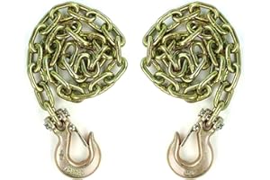 SUPERNINE 30 IN 5/16 5/16 Trailer Safety Chains with Hooks Safety Chain with Safety Latch Clevis Grab Hook for Trailer Truck Transport Tow Chain Hook Clevis Hooks Clevis Slip Hook 2 Pcs