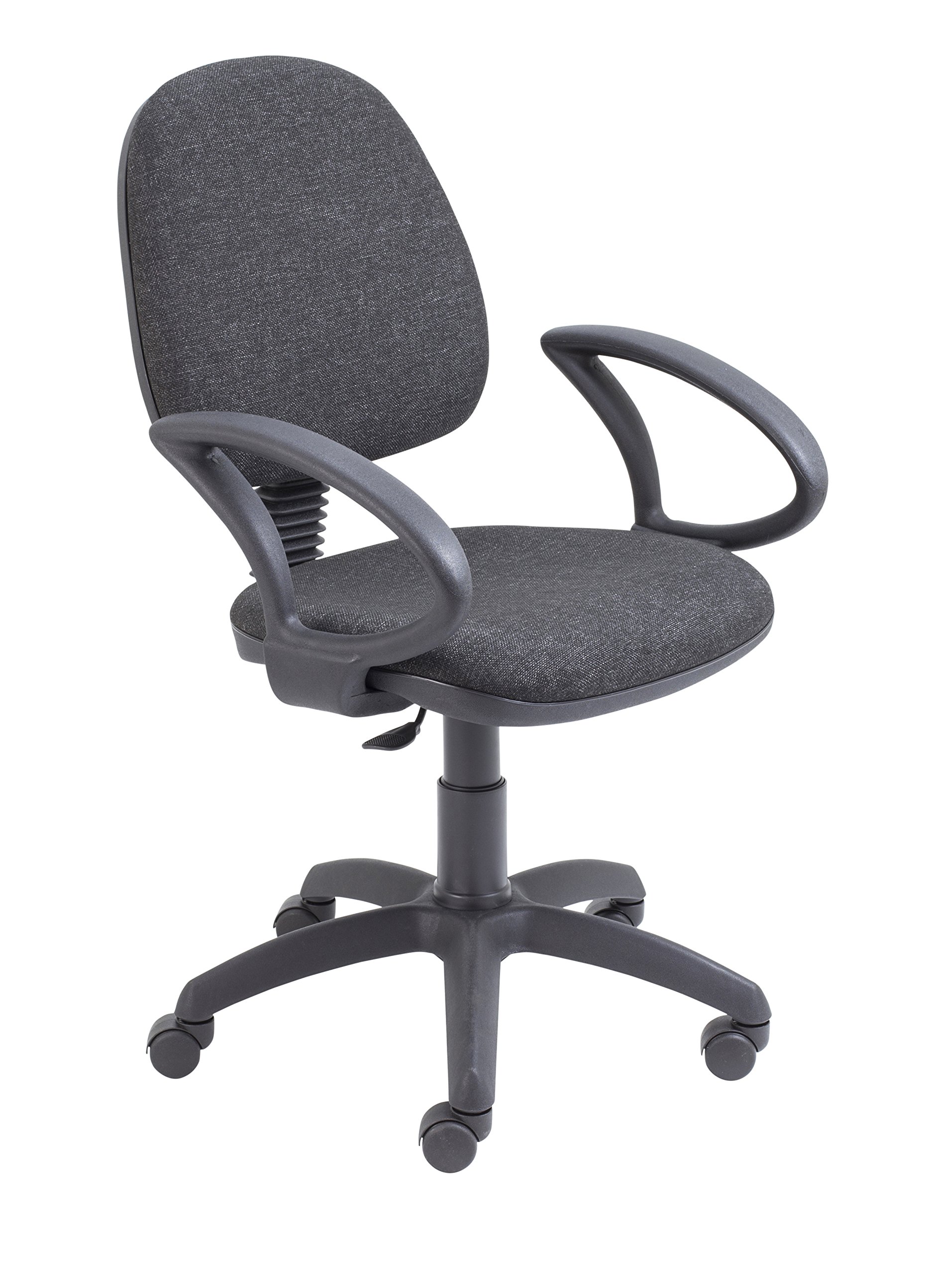 Office Hippo Mid Back Desk Chair, Ergonomic Office Chair For Home & Office With Height Adjustable Seat & Fixed Arms For Extra Comfort, Computer Chair For Daily Use - Charcoal