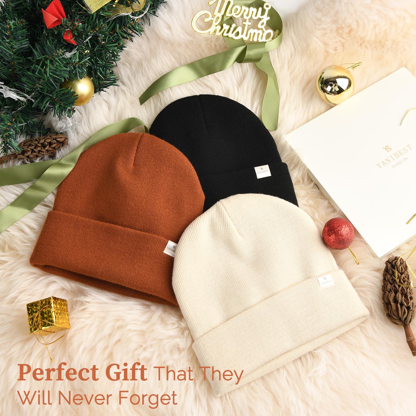 YANIBEST Satin Lined Beanie for Women Reduce Frizz Winter Hats for Women Men Silk Lining Soft Slouchy Warm Cuffed Less Static