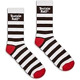 Tee Luv Men's Tootsie Roll Novelty Candy Logo Crew Socks (White/Brown/Red)