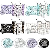 Geiserailie 12 Pcs Christian Gifts for Women 20oz Marble Tumbler, Makeup Bag, Pocket Mirrors, Inspirational Bible Verse Gift Set for Grandmother, Church Pastor's Wife, Teacher (Elegant Color)