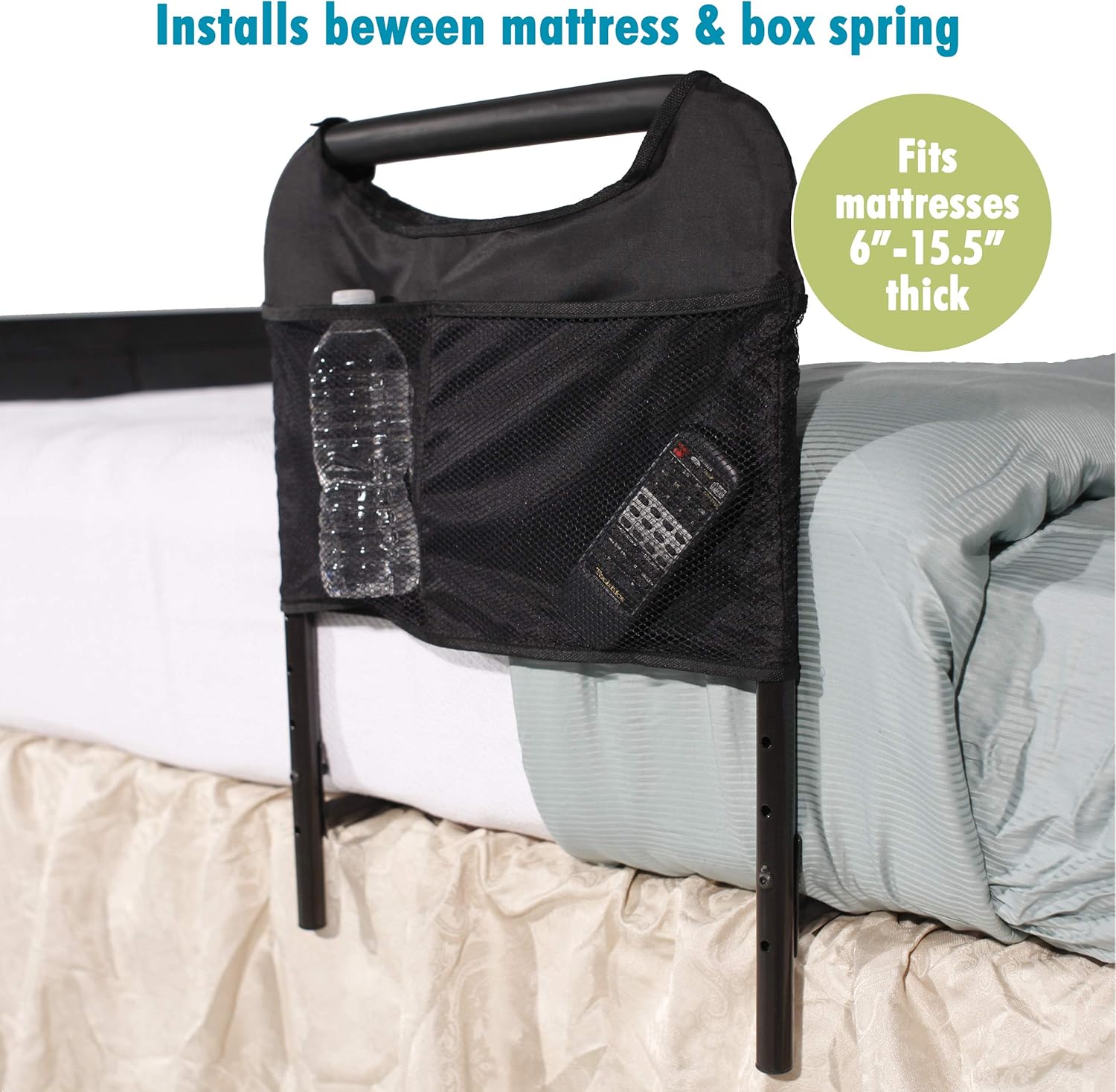 Able Life Bedside Safety Handle, Senior Bed Rail and Adjustable Height Assist Bar with Organizer Pouch: Health & Personal Care