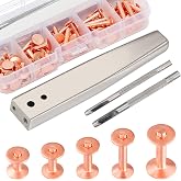Notgia 50Sets Copper Rivets Assorted Leather Rivet Kit for Leather Working Brass Rivets with Solid Rivet Tool Setter for Repair and Decorate Belts Handbags Wallets Collars Shoes Clothing Bracelets