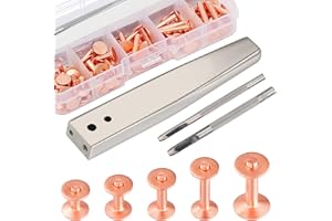 Notgia 50Sets Copper Rivets Assorted Leather Rivet Kit for Leather Working Brass Rivets with Solid Rivet Tool Setter for Repair and Decorate Belts Handbags Wallets Collars Shoes Clothing Bracelets