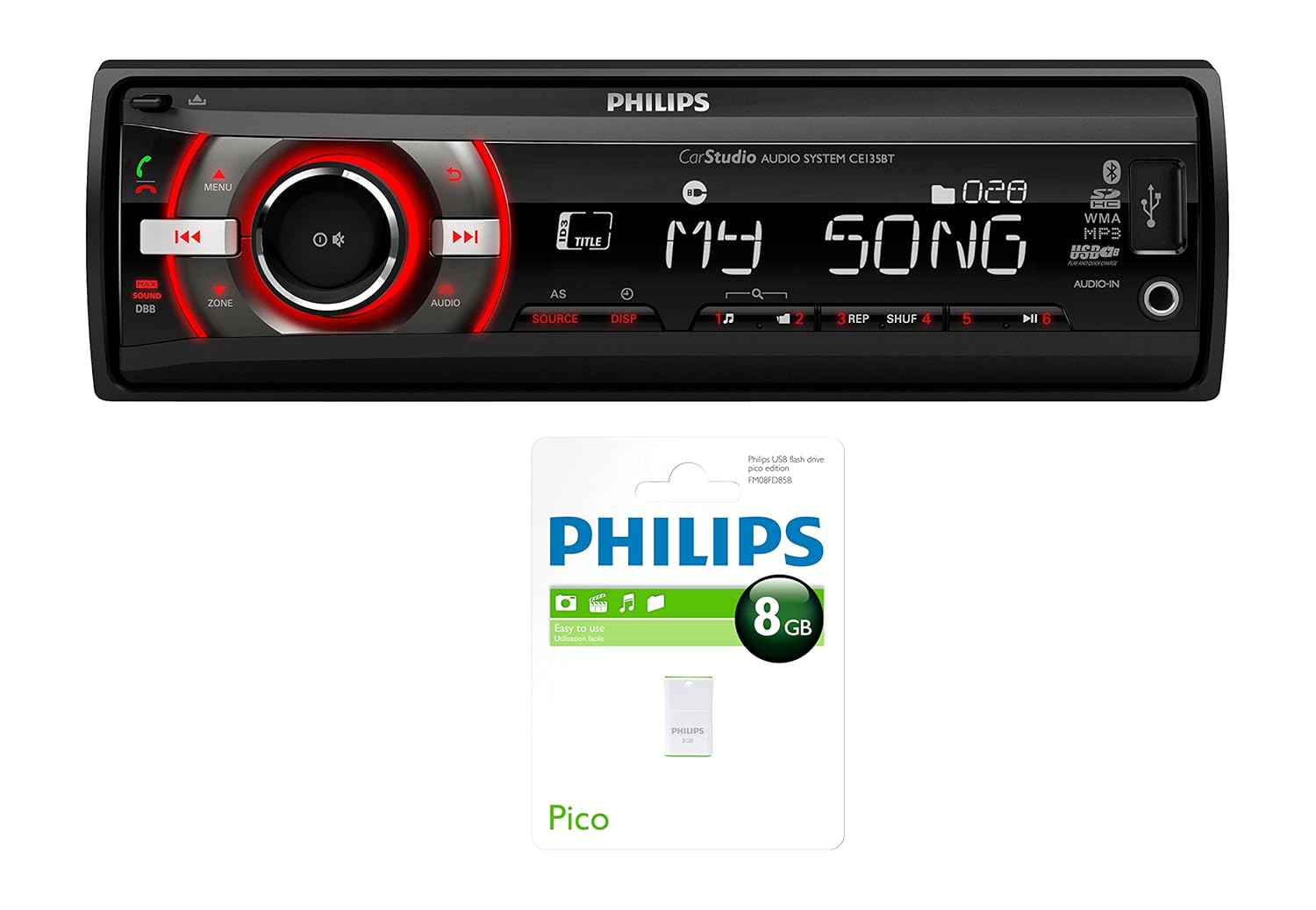 Philips CarStudio CEBT Bluetooth Negro receptor multimedia para coche Radio para coche