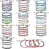 Yaomiao 50 Pcs Friendship String Bracelets Bulk Beach String Adjustable Waterproof Handmade Cord Surfer Woven Braided Rope Bohemian Wrist Cord for Women Men Christmas Party Gifts(Cute Style)