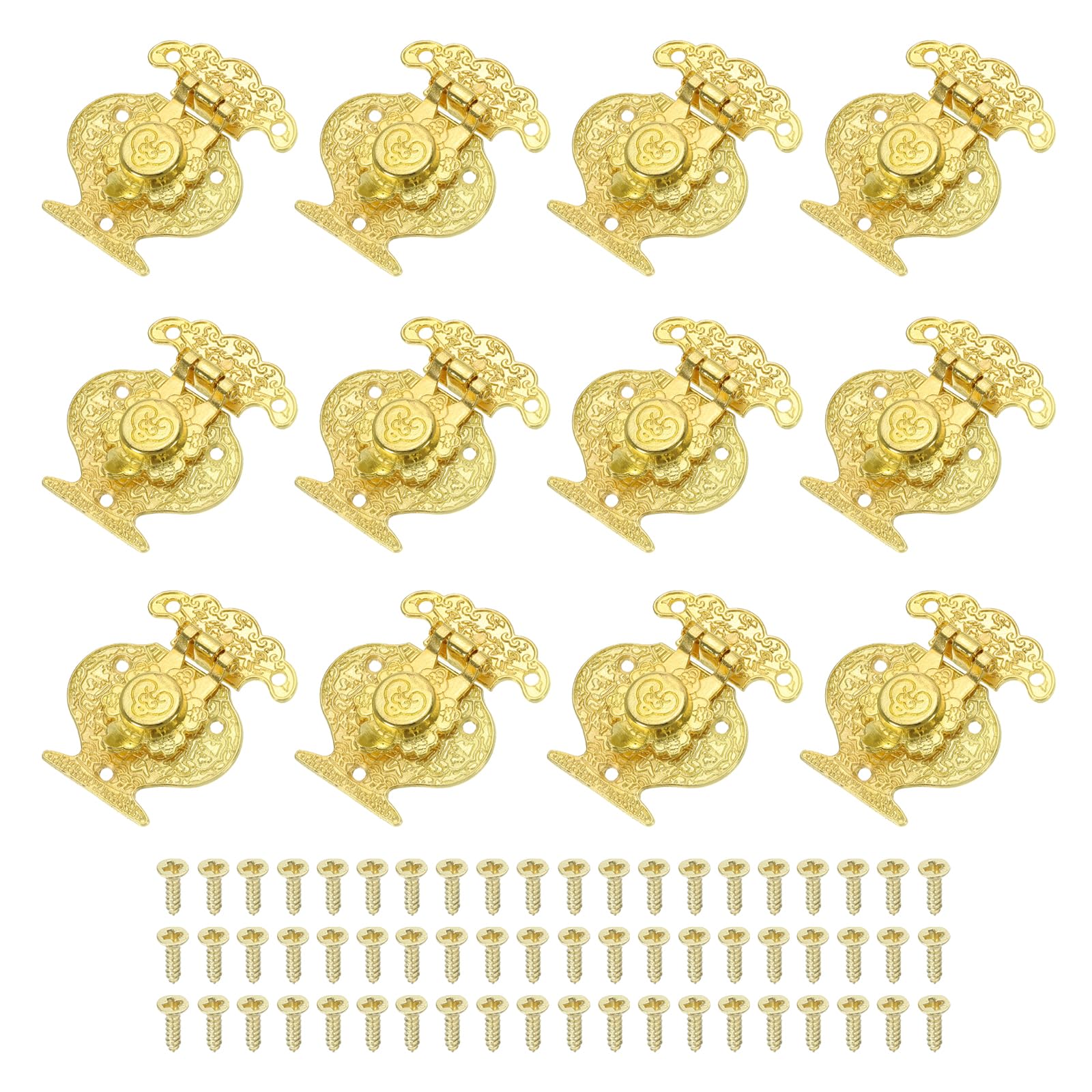 PATIKIL Toggle Catch Lock 2" x 1.6" 12 Pack Zinc Alloy Vintage Vase Hasp Latch Retro Style Clasp Latch for Wooden Jewellery Box Decoration Suitcase, Gold