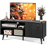WLIVE TV Stand for 55 Inch TVs, Entertainment Center with Storage Cabinet, Mid-Century TV Stands for Living Room and Bedroom, 50" TV Console, Black