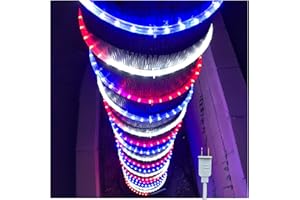 Russell Decor 100ft/30m Led Rope Lights Lamps Kit Indoor Outdoor Decorative Lighting for Patriotic 4th of July Memorial Day Decor Party Trees Patio Deck Flexible String Tube Lights- Blue Red White