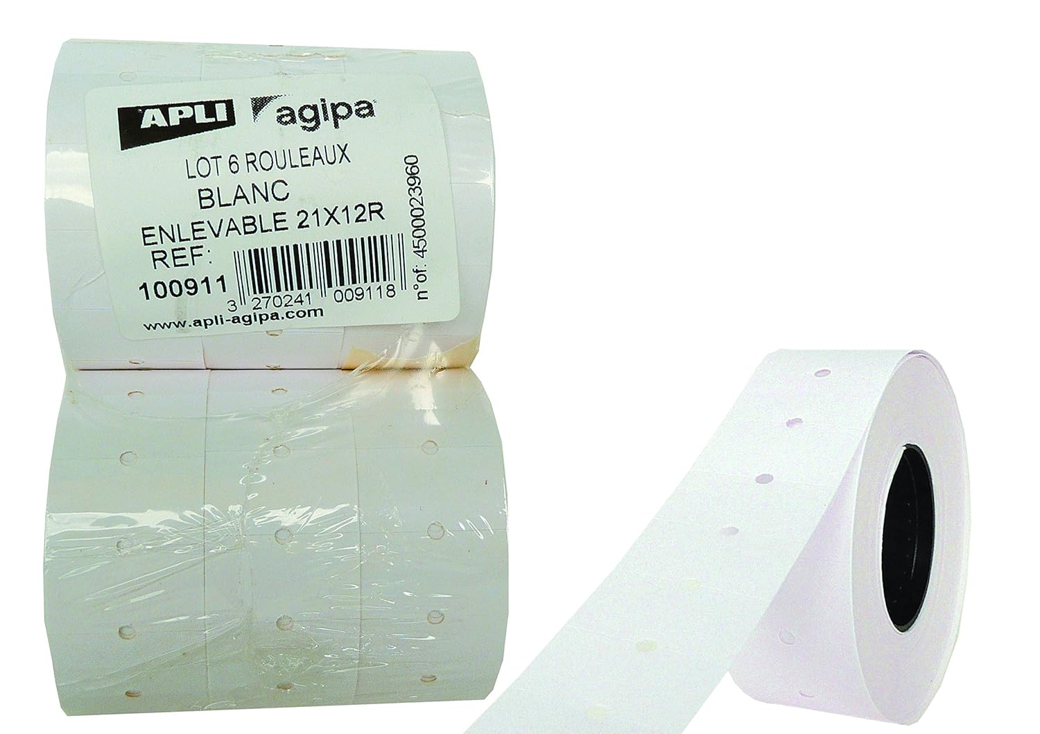 APLIagipa Paquete de rollos de papel continuo para etiquetadora de precio blanco