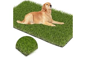 ILEADING Artificial Grass Rug 3ft x 5ft, Professional Dog Grass Mat, Thick Synthetic Realistic Fake Grass Pet Turf Door Mat for Outdoor Area Patio Garden Lawn Landscape DIY, Easy to Clean with Drainage Holes