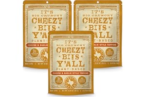 IT'S JERKY Y'ALL It’s Big Crunchy Cheezy Bits Y'all All Y'alls Foods Plant Based Cheezy Bits | Big and Crunchy Vegan Cheese Snacks | Non-GMO, Gluten Free, High Protein, Vegetarian (3-Pack)