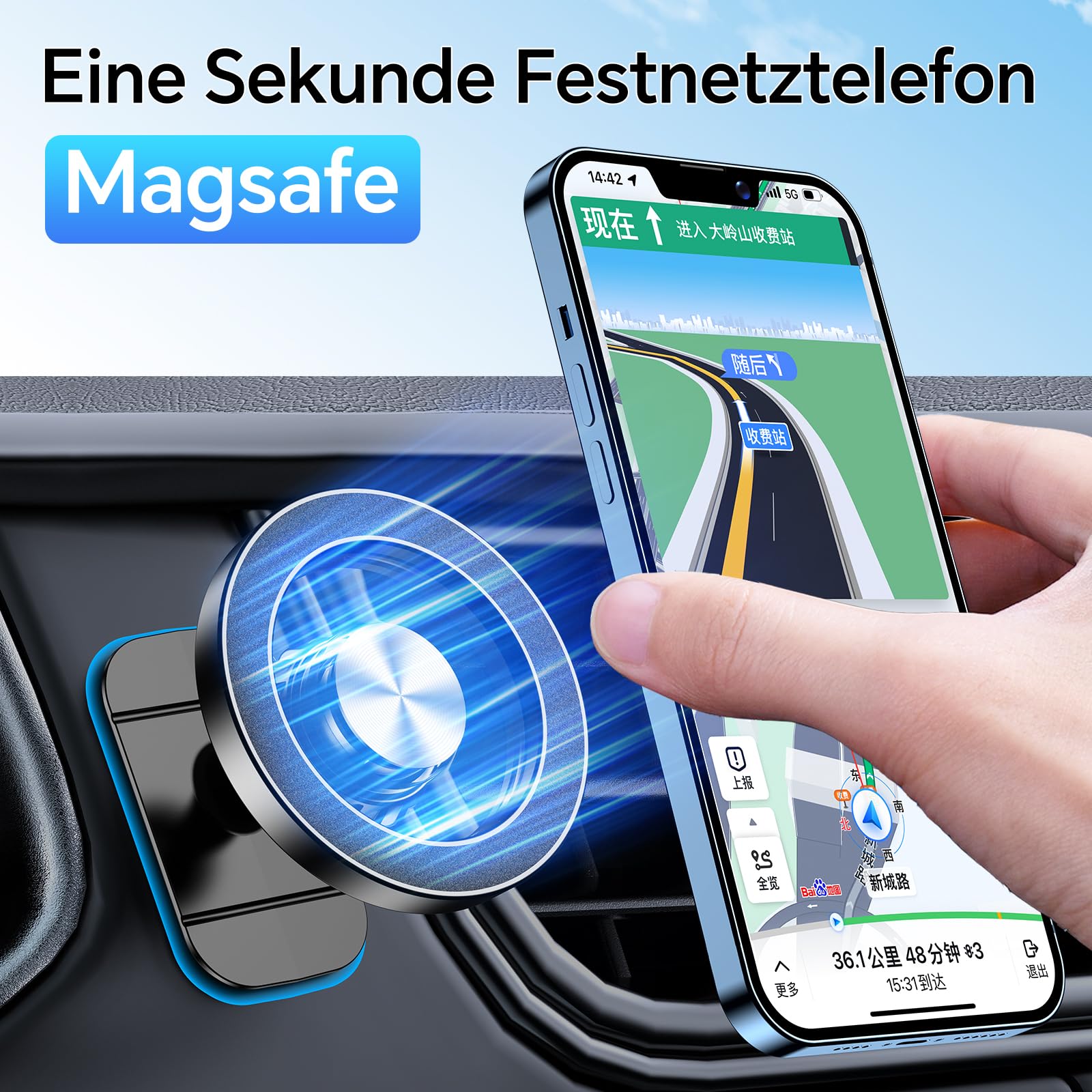 Coolpow Handyhalterung Auto für Magsafe Autohalterung【20x N55 Magnet】Handy Halterung Auto Zubehör Innenraum【360° Drehbar】Magnetische Auto Handyhalterung Lüftung für iPhone 17 16 15 14 13 Magsafe Hülle 4