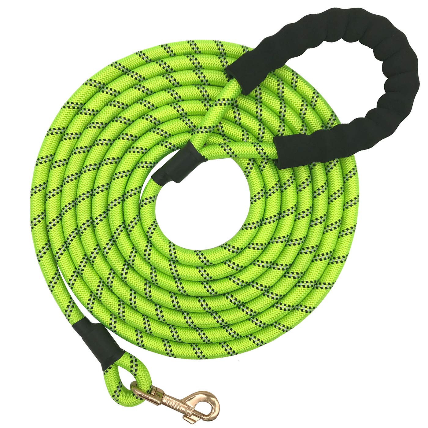 Shorven Nylon Strong Dog Rope Lead Reflective Training Dog Leash with Soft Handle 5-20 FT Long Green (Dia:0.5" 10FT)