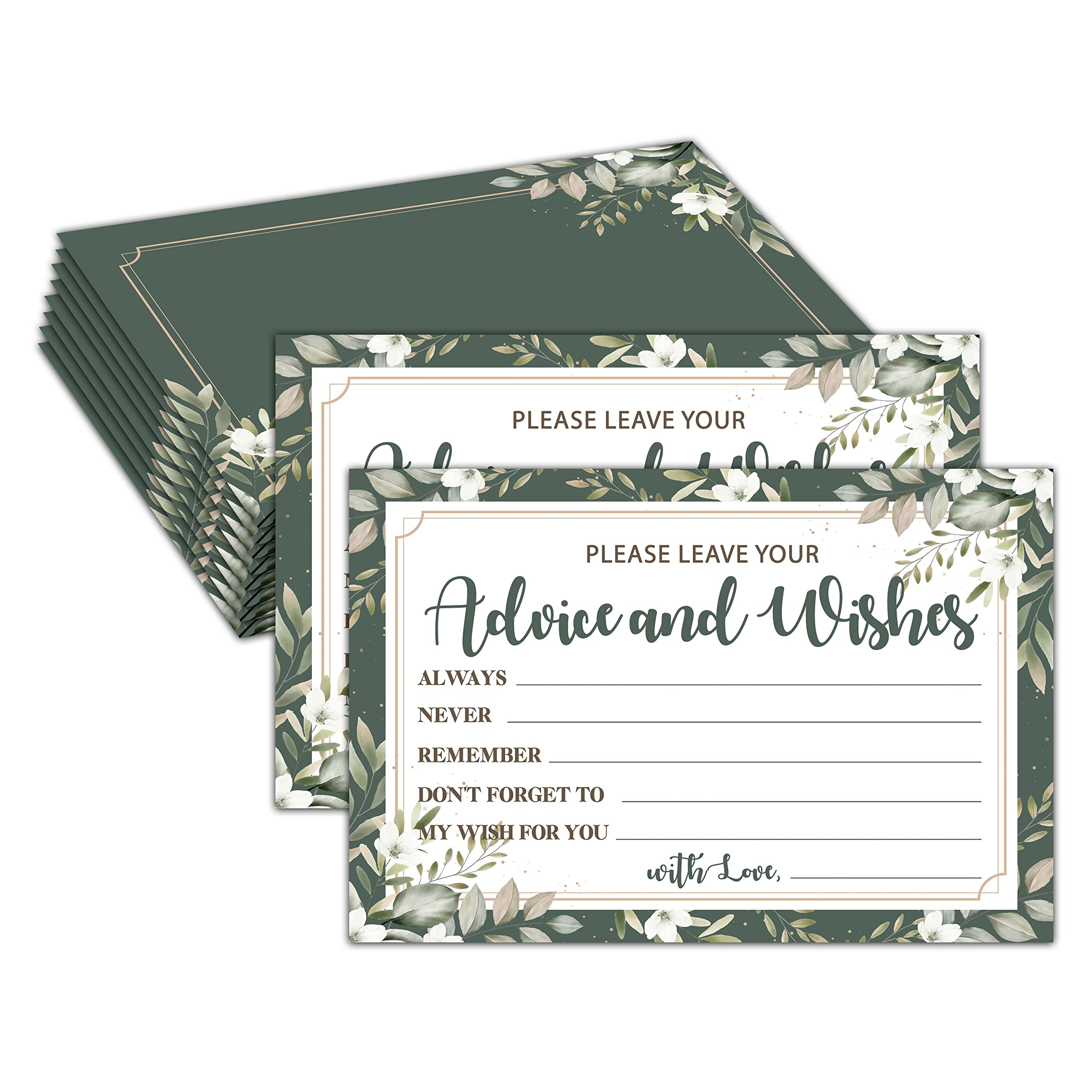 Photo 1 of Advice and Wishes Cards, Greenery Floral Bridal Shower Advice & Wishes for the Mr & Mrs, Eucalyptus Wedding Reception/Engagement Party Supplies Decorations - 03(25 Pack)