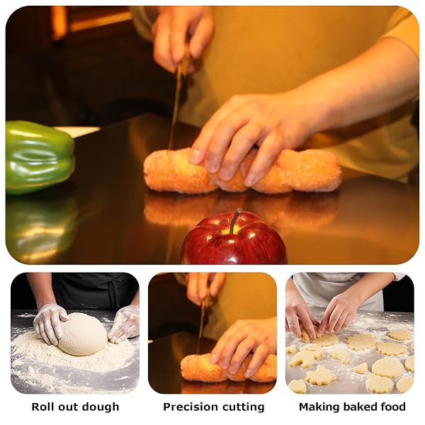STAINLESS STEEL CUTTING BOARDS FOR KITCHEN, KNEADING CUTTING BOARD MATS, METAL CUTTING BOARD FOR MEAT, FRUITS, VEGETABLES, BREAD, AND BAKING SMALL CUTTING BOARDS (40 X 30CM/15.7 X 11.8 IN)