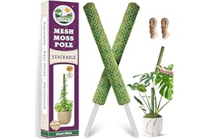 Duspro 2 Pack 96cm Stackable Mesh Moss Pole for Plants Monstera, Plastic Net Plant Stakes for Indoor Plants, Extendable Large