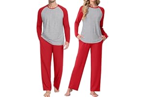 PrinStory Men's Pajama Sets Loungewear Sleepwear Pjs Lightweight Long Sleeve Shirts and Bottoms Soft Comfy Sleep Sets S-4XL