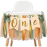 Wild One High Chair Banner First Birthday | Sage Green Highchair Banner 1st Birthday, Jungle Safari Themed First Birthday Decor Banner for Party, Cake Smash