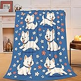 Westie Blanket Super Soft Warm Fluffy Fleece Flannel Dog Animal Throw Blanket Cozy Fuzzy Plush Stuff Bedding Blankets Gifts for Women Kids Boys Girls Adults 50"X40"