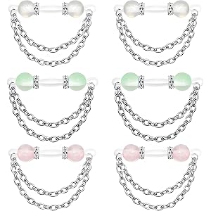 TFENY SJGF 3 Pairs Dainty Non Piercing Nipple Jewelry Faux Nipple Rings | Dangle Chains Adjustable Silicone Nooses Faux Nippl