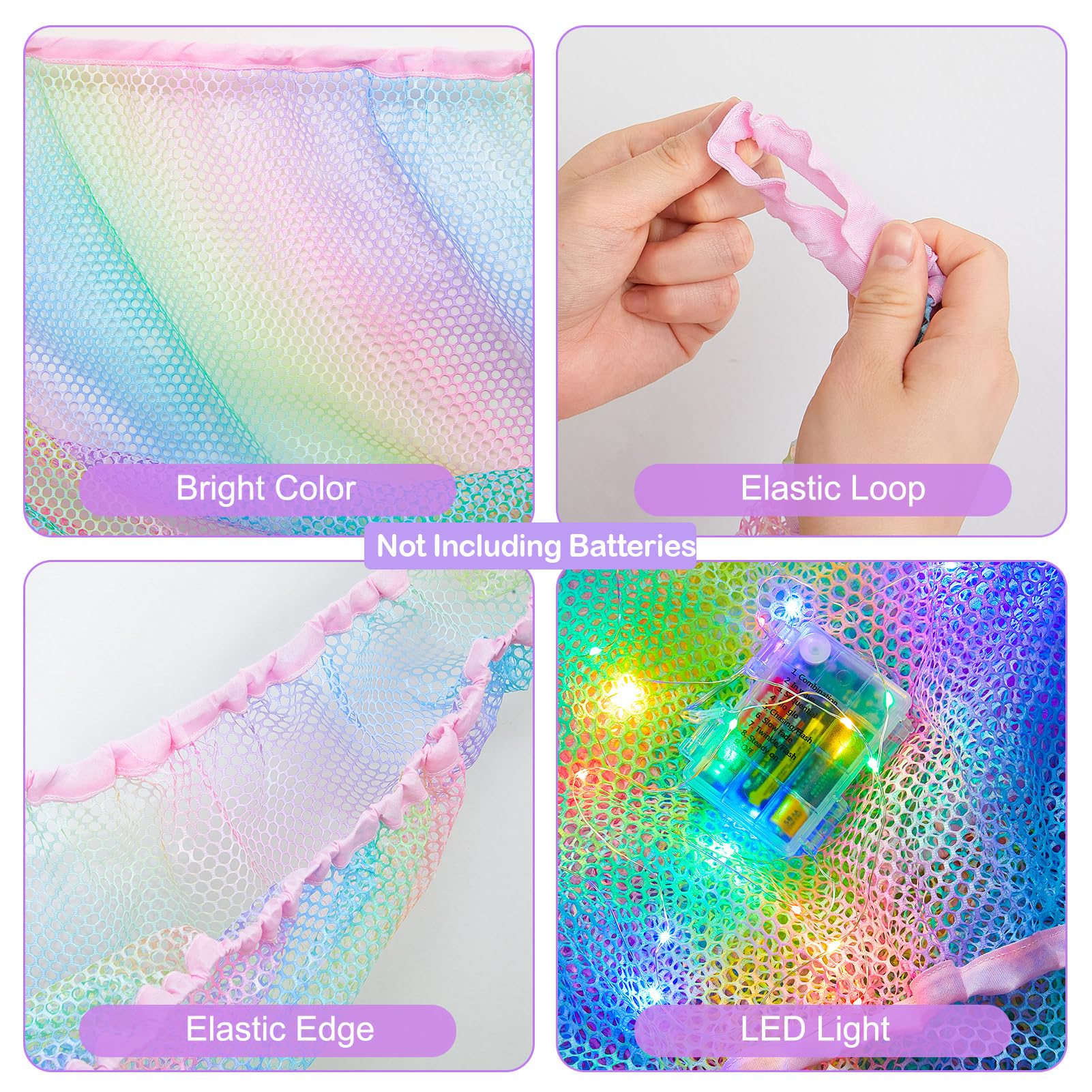 Unicorn Castle Stuffed Animals Net Hammock Kids Toy Storage with LED Light Plush Toy Organizer Corner Hanging Stuffed Animals Holder For Nursery Kids Girls Room Decor
