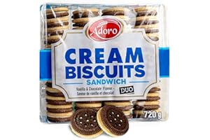 Chocolate and Vanilla Duplex Sandwich Cookies, Bulk Snacks 720g, Rich and Creamy Cream Biscuits | Premium Quality Grocery Foo