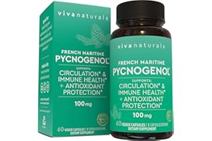 Viva Naturals Pycnogenol - 100mg French Maritime Pine Bark Extract – Supports Circulation, Antioxidant-Like Activity, Joints & Immune Health and Function – 60 Veggie Capsules