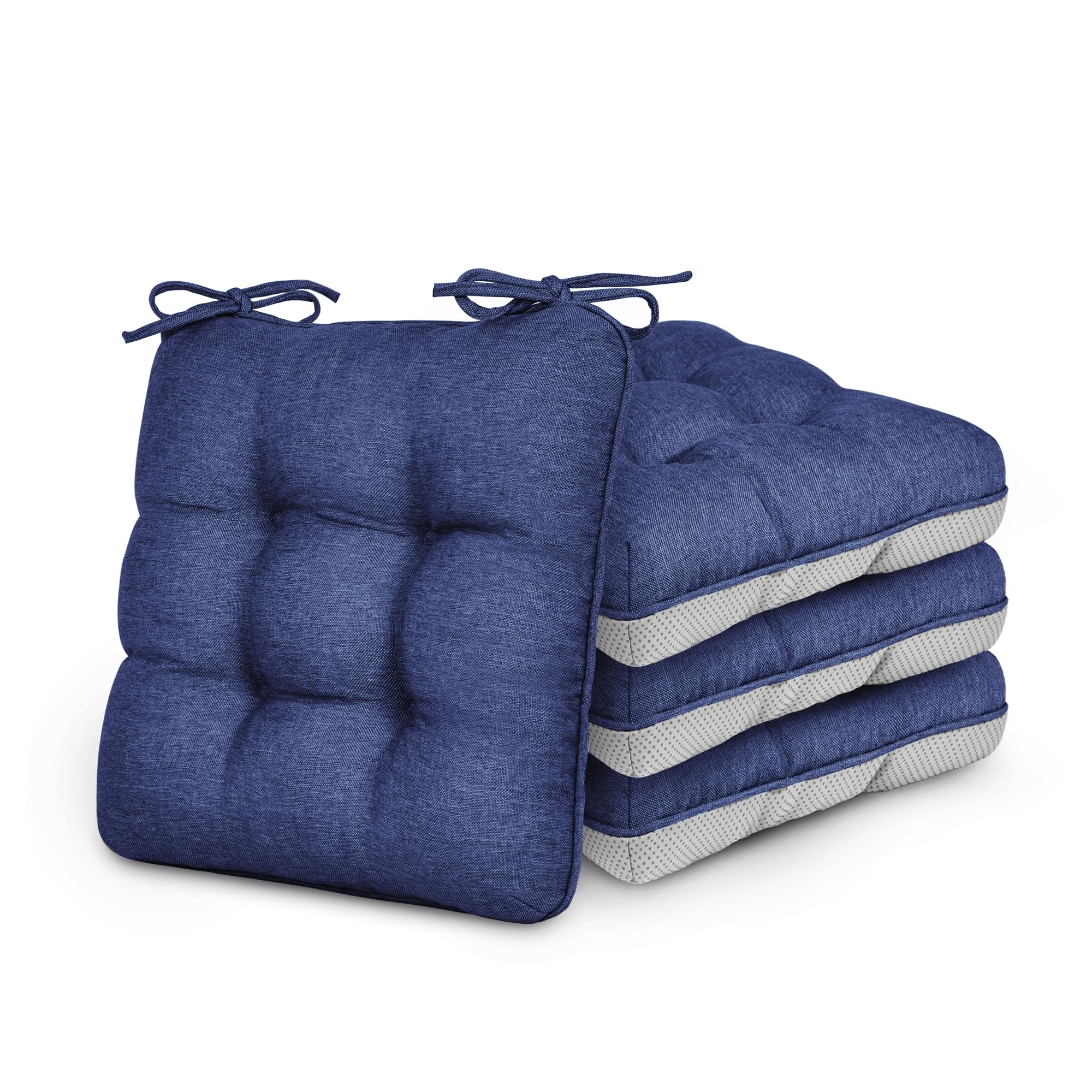 Photo 1 of Love's cabin Memory Foam Chair Cushions Set of 4, Outdoor/Indoor Chair Pads for Dining Chairs 4 Pack, Seat Cushions for Kitchen, Dining Room, Office, Patio Chairs, 15.5"x15.5"x3.5" Navy Blue