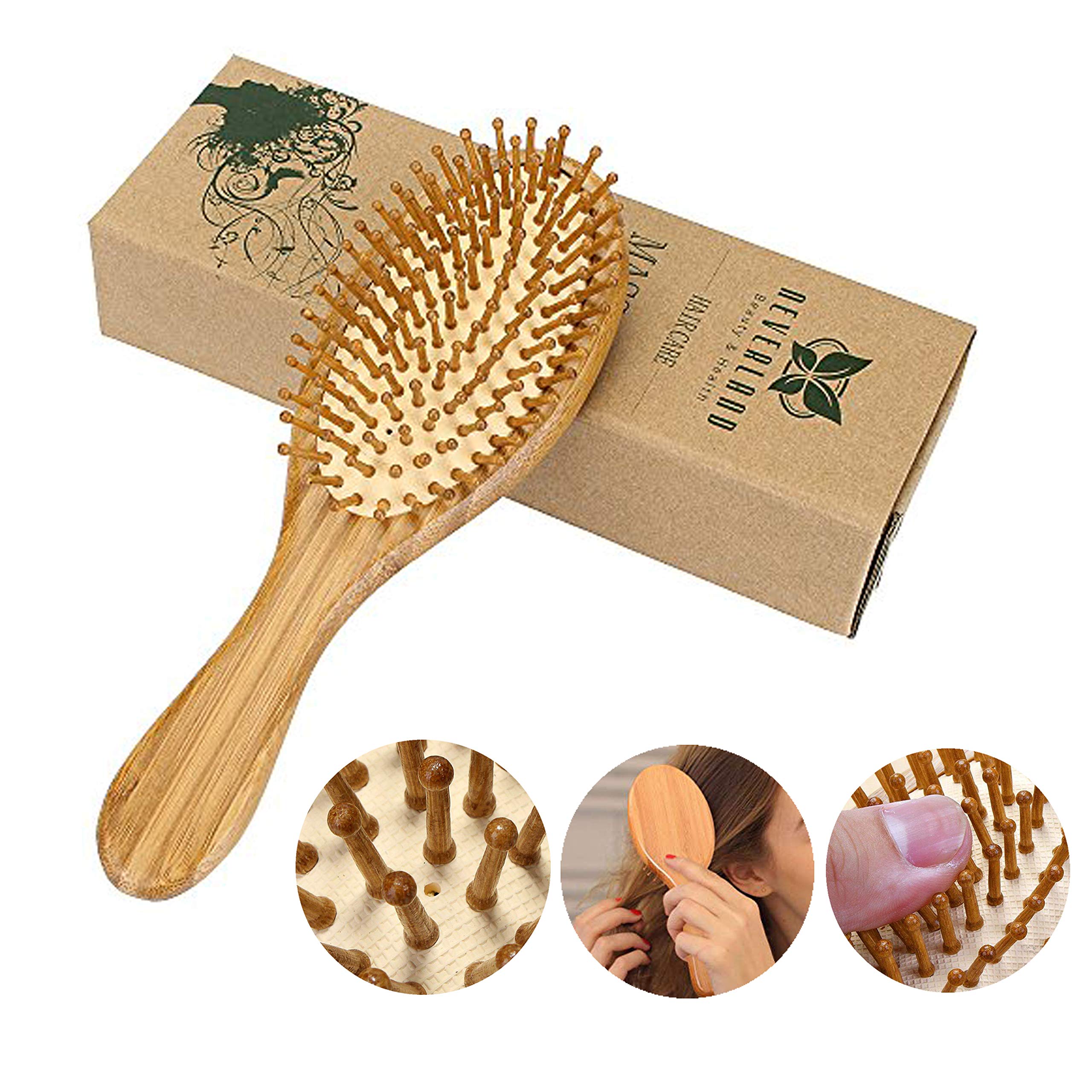 Neverland Wooden Hair Brush Anti Static Detangling Massage Cushioned C