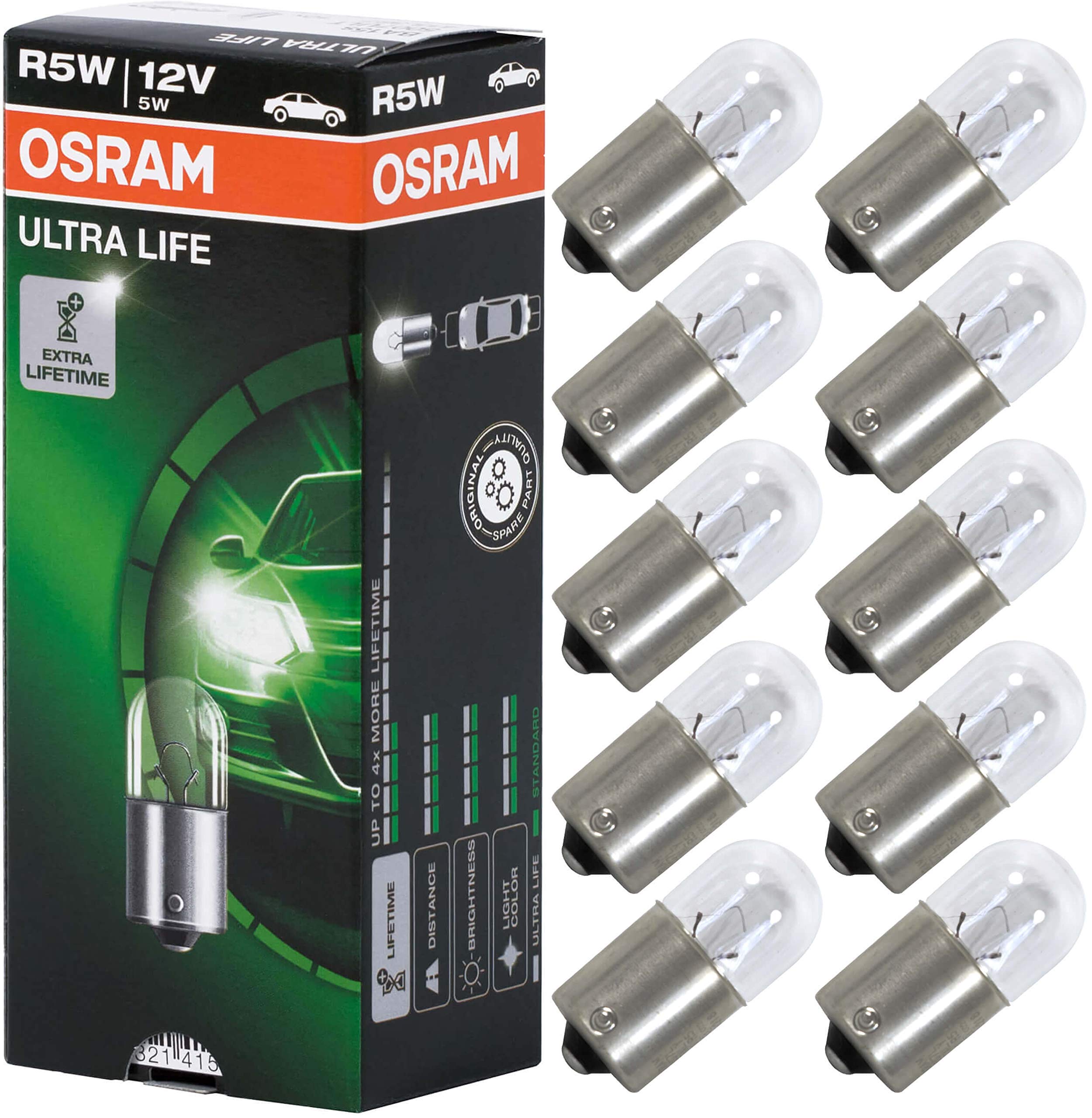 Osram 5007ULT Ultralife Lamps, 12 V, 5 W, Set of 10
