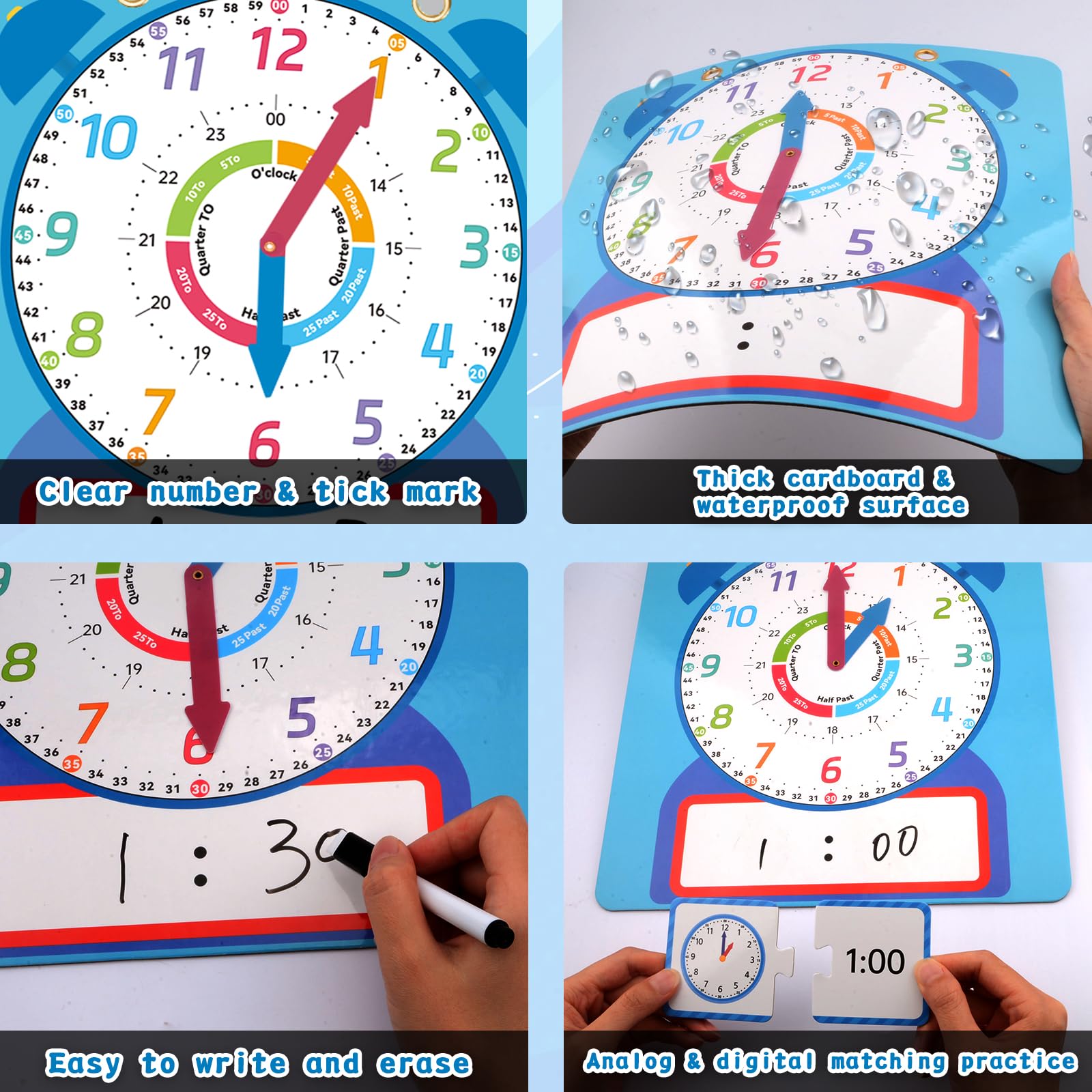 Mua Clock for Kids Learning to Tell Time Analog Magnetic Teaching Clock ...
