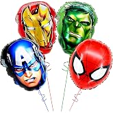 Superhero Balloons Set, 4 Piece Superhero Theme Party Decoration for Kids Boys Girls Birthday Supplies