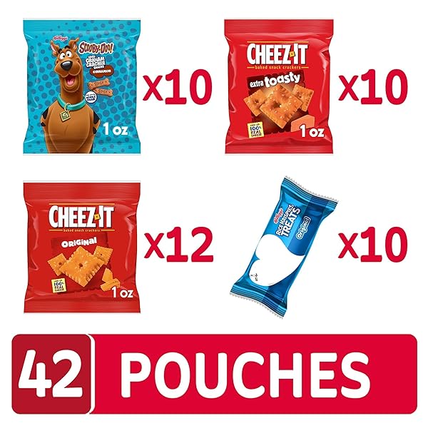KELLOGG’S CHEEZ-IT, RICE KRISPIES TREATS & SCOOBY-DOO, LUNCH SNACKS, BULK VARIETY PACK (42 COUNT)